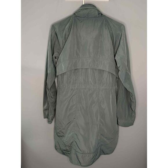 Athleta Drip Drop Full Zip Water Repellent Jacket with Hood Blue/Grey Small - Picture 10 of 14